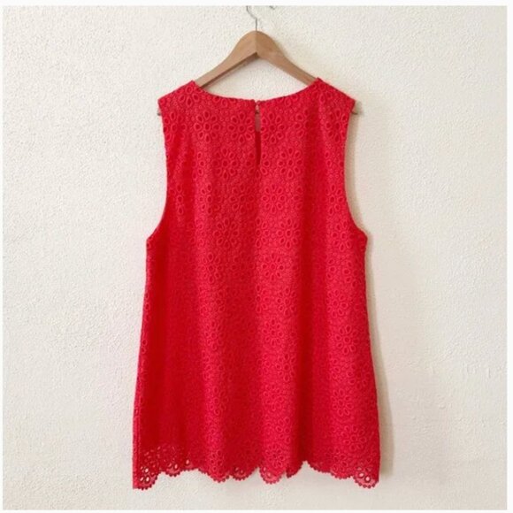 Hill House Charlie Shift Mini Dress Poppy Red Scallop Lace Small Holidays Party - Picture 6 of 9